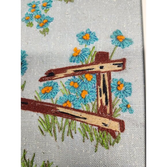 Birch Trees & Flowers Cross Stitch Art Framed 14.75x11.5" Needlepoint - Picture 9 of 10